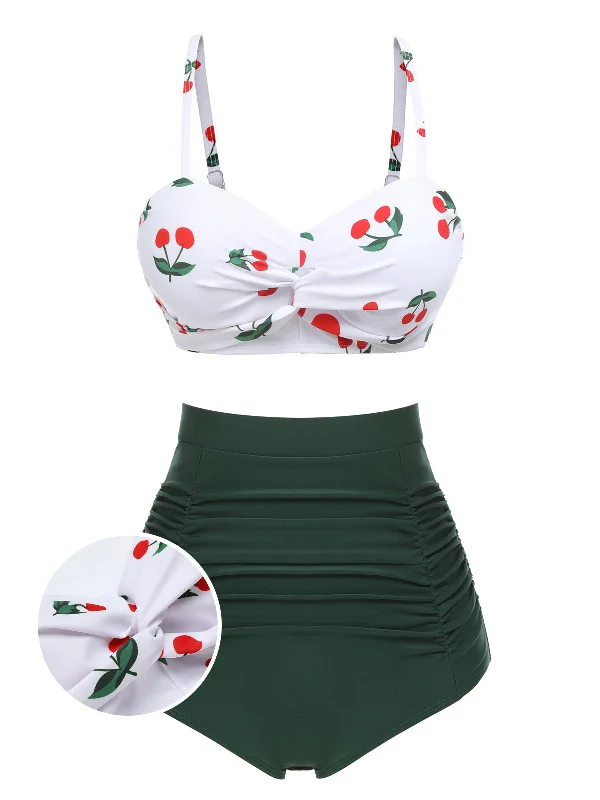 2PCS 1950s Cherry Spaghetti Strap Bikini Set