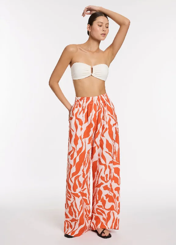 Sereno Ditsy Wide Leg Pant - Coral