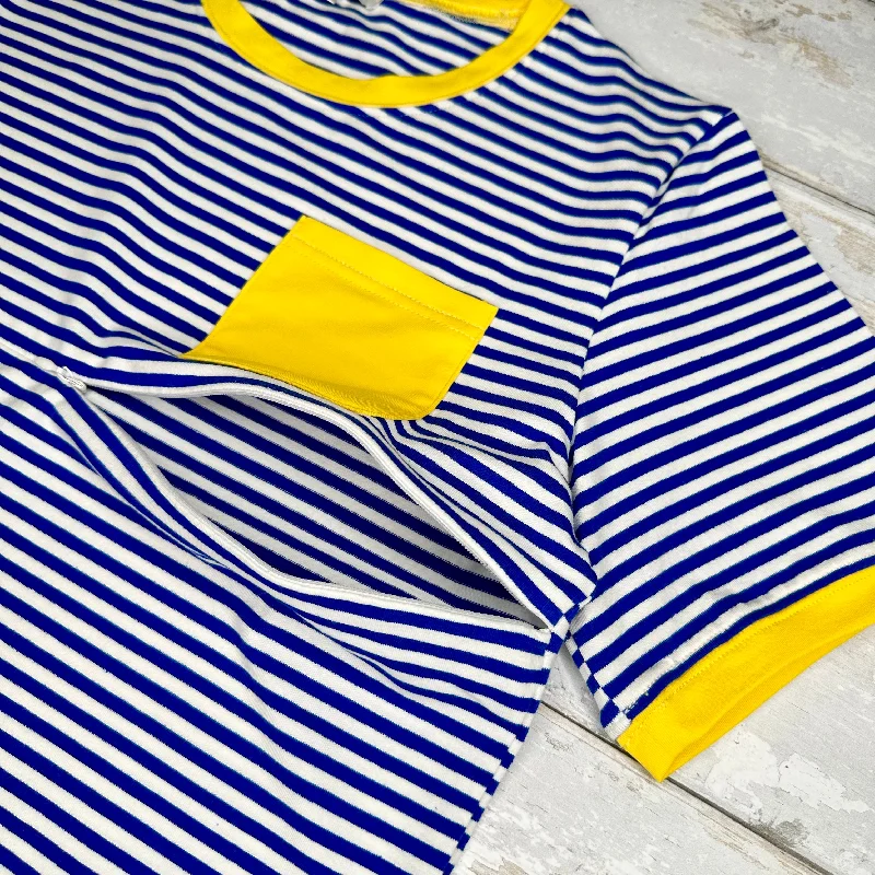 The Molly – Contrast Nursing Tee - Cobalt Blue & Lemon