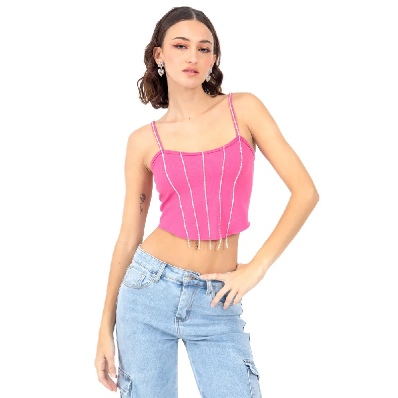 TOP TIRANTES STRAPPY Y STONES (DIAMONDS) PARA MUJER FOREVER 21