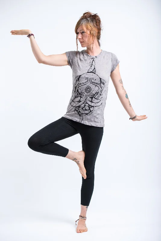 Womens Octopus Mandala T-Shirt in Gray