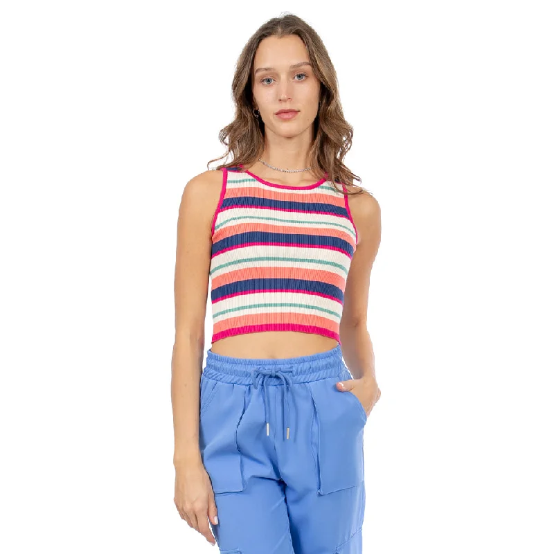 TOP KNIT CROP STRIPES CON RAYAS PARA MUJER FOREVER 21