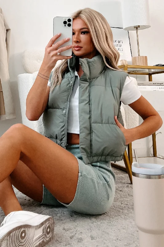 Cooling Off Puffer Vest (Grey Olive)