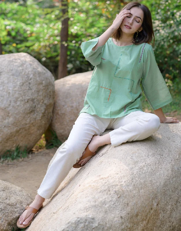 Pistachio Green Embroidered Top