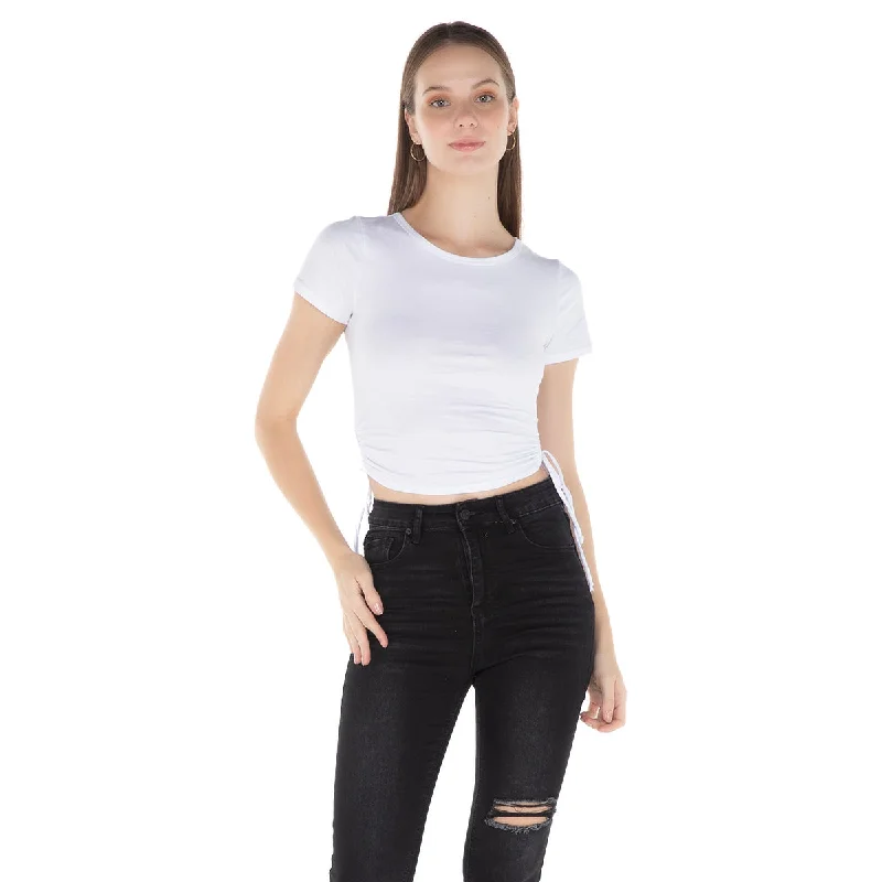 PLAYERA MODA JARETAS LATERALES COLOR BLANCO PARA MUJER FOREVER 21