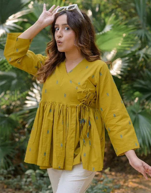 Mustard Weave Angrakha Top