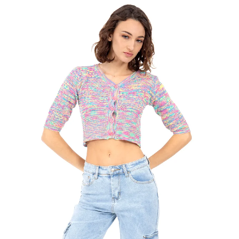 PLAYERA MANGA MEDIA SLIM FIT CON BOTONES PARA MUJER FOREVER 21