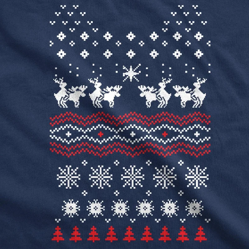 Humping Moose Funny Ugly Christmas Holiday Crew Neck Sweatshirt