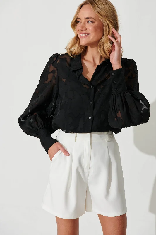 Vanessa Shirt In Black Burnout Chiffon