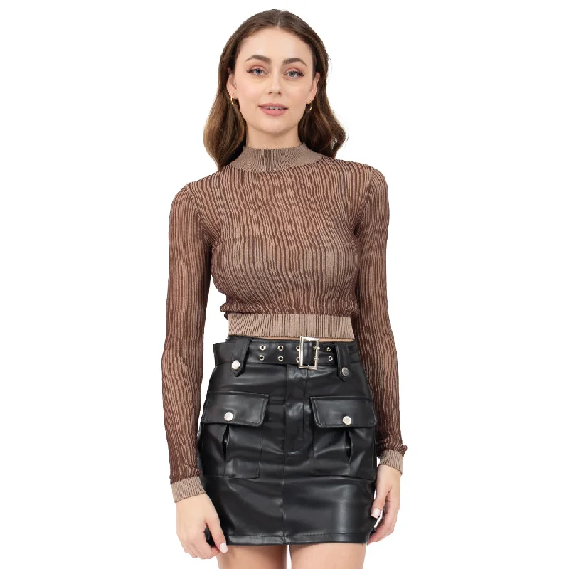 TOP PARA MUJER CROP LONG SLEEVE WITH TEXTURE FOREVER 21