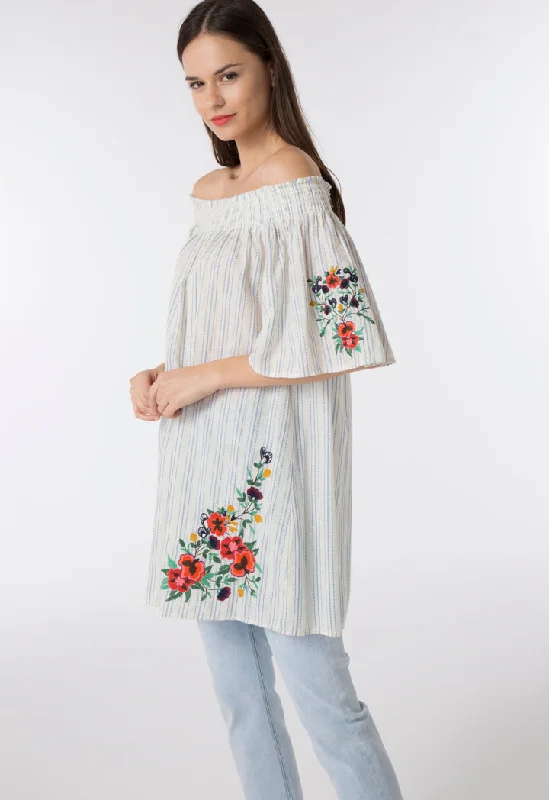 Off Shoulder Blouse With Embroidery