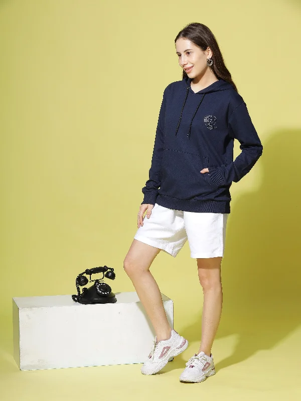 Hosiery Cotton Hoodie Navy Blue