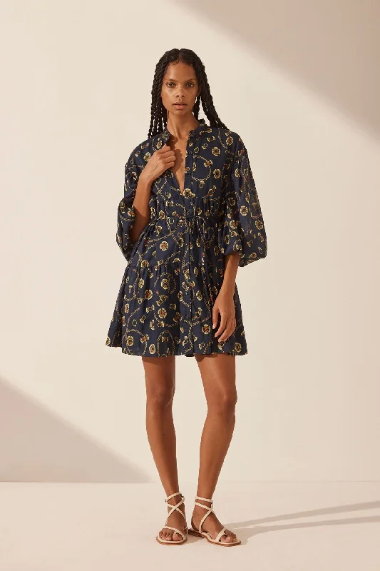 VACANCE BALLOON SLEEVE SHIRT MINI DRESS