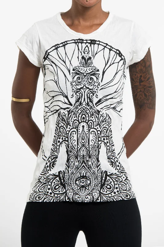 Womens Hamsa Meditation T-Shirt in White