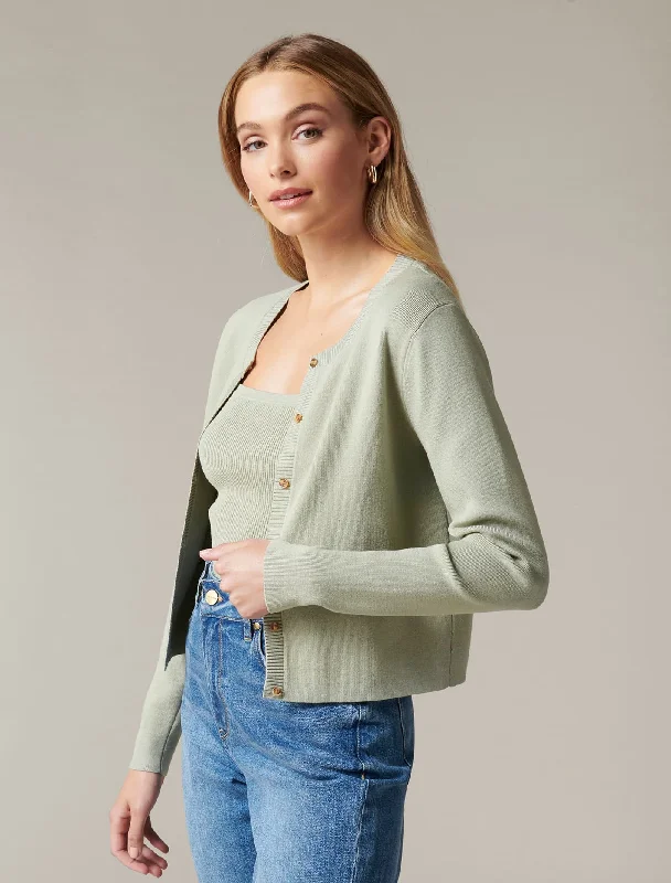 Liana Cardigan And Knit Tank Set