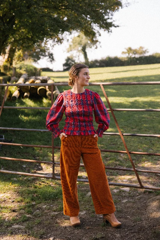 Mary Jane Smock Top - Red Tartan