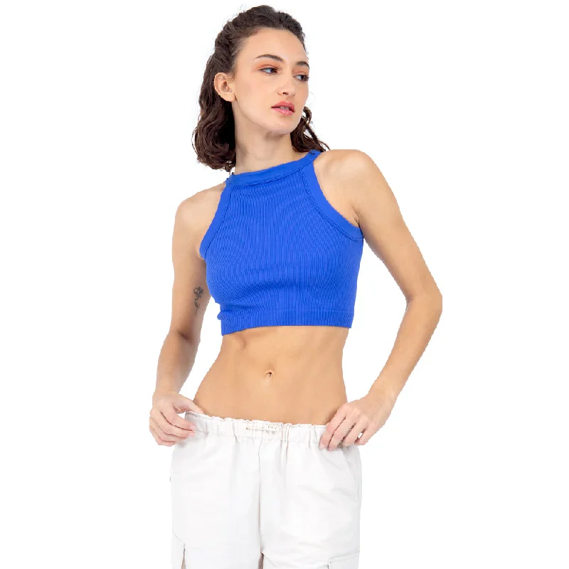 TOP HALTER SLIM FIT CON CANALES PARA MUJER FOREVER 21