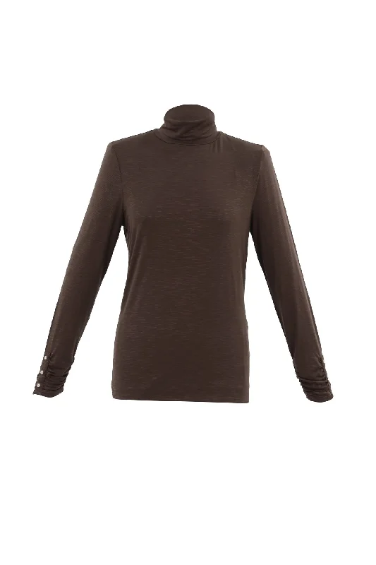 Marble Ladies LT WEIGHT ROLL NECK Brown