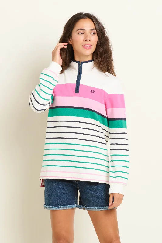 Multi Coloured Stripe Quarter Zip Sweatshirt