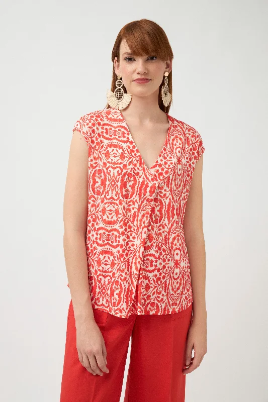 Neva V-Neck Top - Red