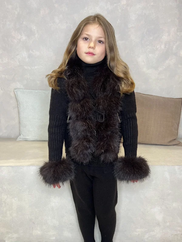 Childrens Chocolate Premium Faux Fur Cardigan