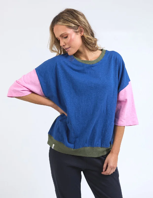 Mazie Colour Block Sweat Blue/Pink/Clover