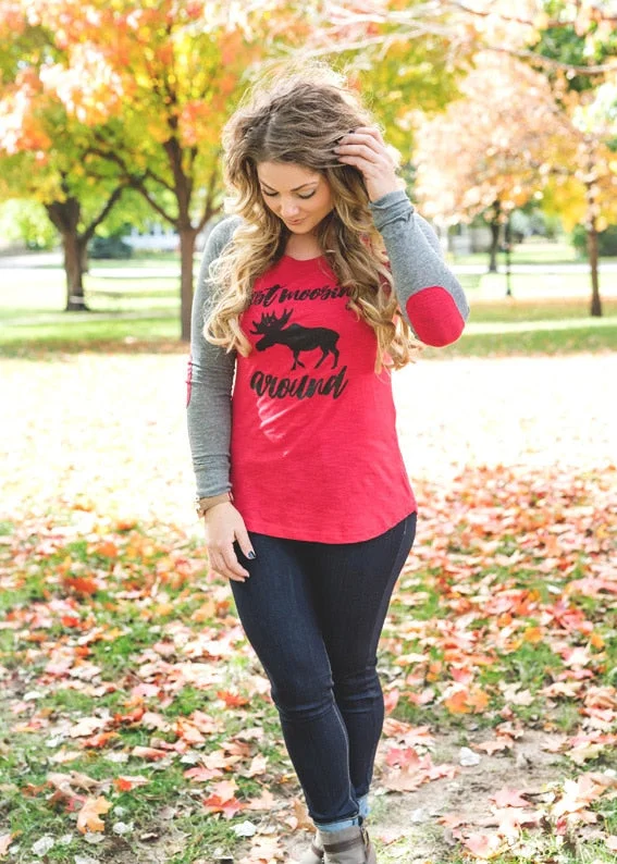 Just Moosing Around Baseball Elbow Patch Tee* - Final Sale