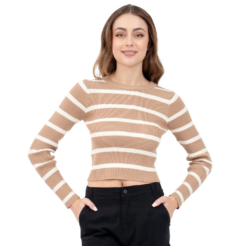 PLAYERA PARA MUJER KNIT CROP WITH STRIPES FOREVER 21