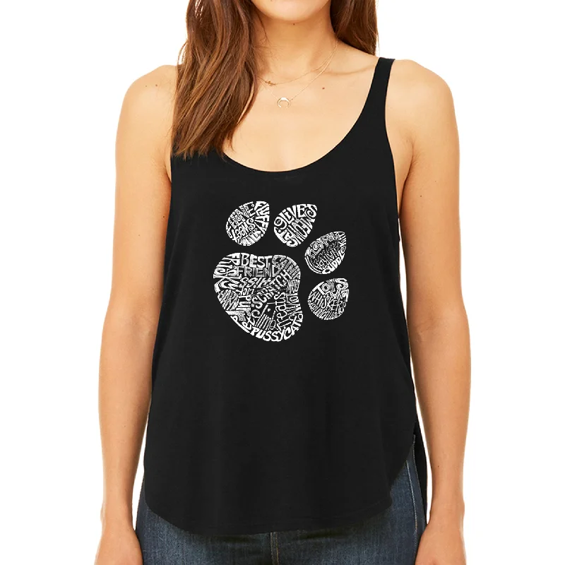 Cat Paw  - Women's Premium Word Art Flowy Tank Top