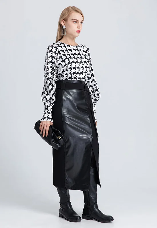 Print Houndstooth Blouse