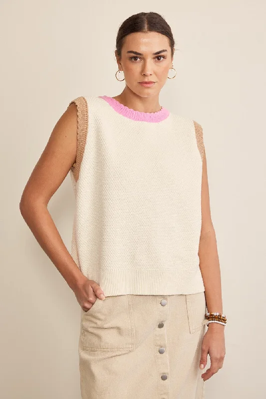 Ivory Multi Color Block Sweater Top