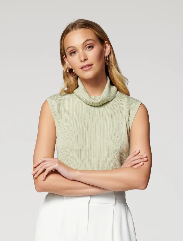 Enza Rib Roll Neck Knit Top