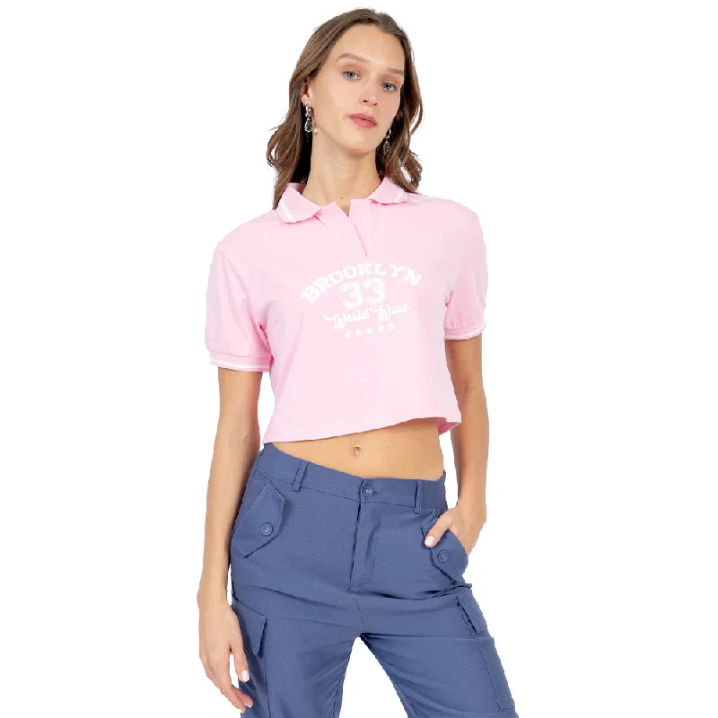 PLAYERA CROP POLO ESTAMPADA PARA MUJER FOREVER 21