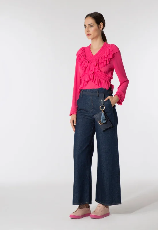 Fuchsia Frilled Blouse