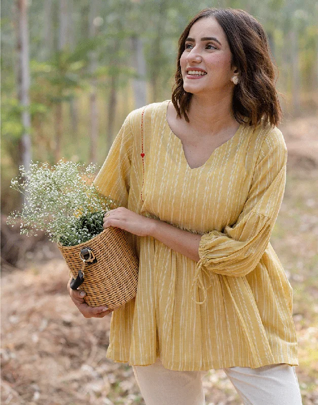 Cheerful Yellow Weave Top