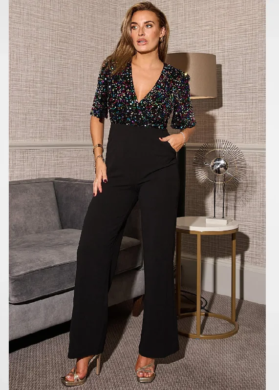 Delphine Multi Colour Sequin Top Jumpsuit