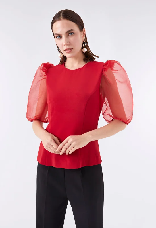 Organza Puff Sleeves Blouse