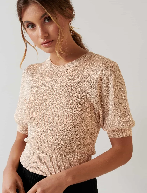 Georgia Metallic Puff Knit Tee