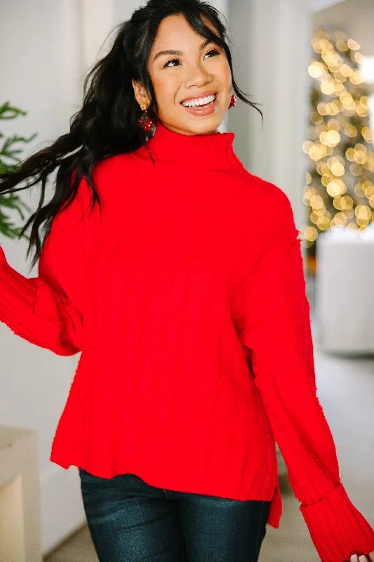 Start The Conversation Red Fringe Sweater