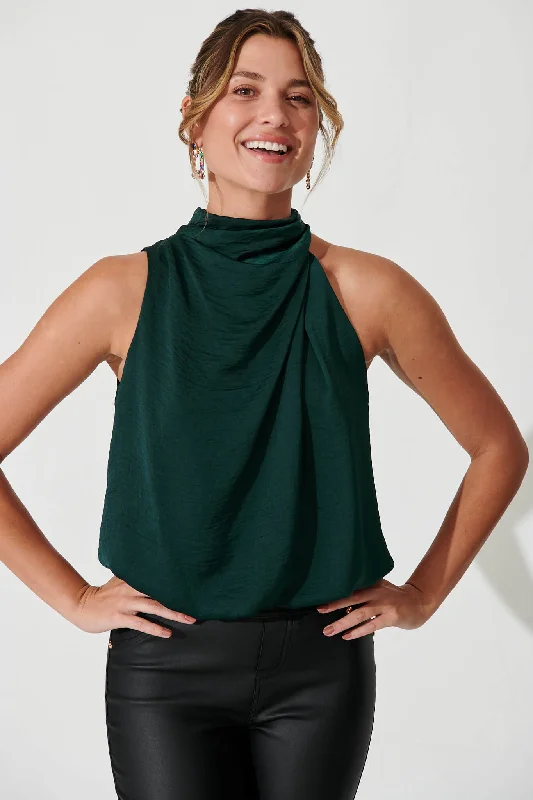 Roxanne Top In Emerald Satin