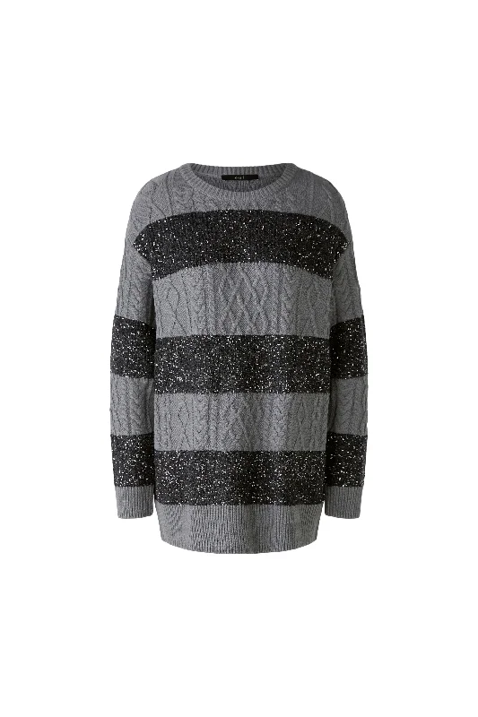 Sparkle Stripe Jumper - Grey Silver