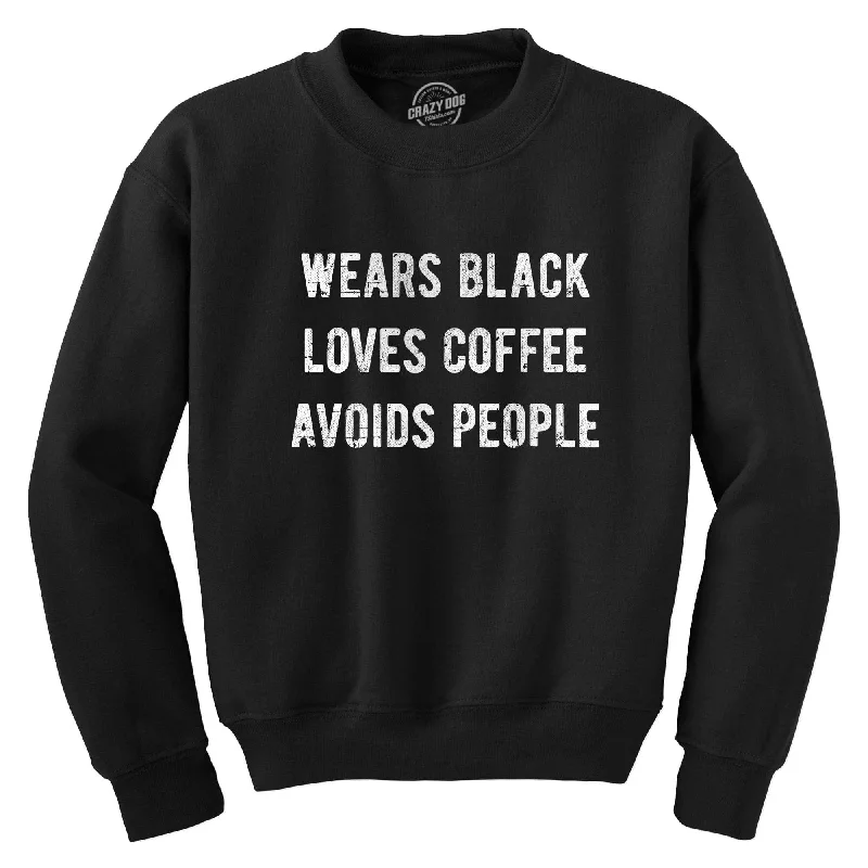 Wears Black Loves Coffee Crew Neck Sweatshirt