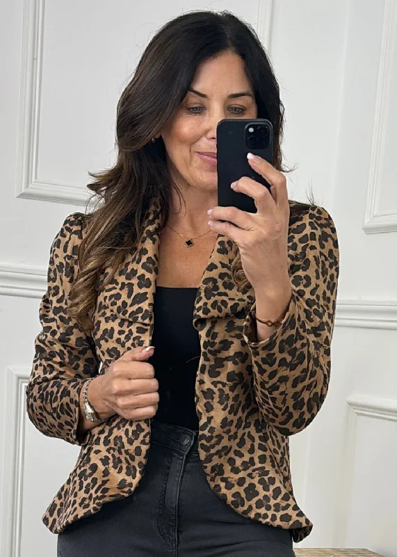 Alyssa Brown Leopard Lapel Blazer