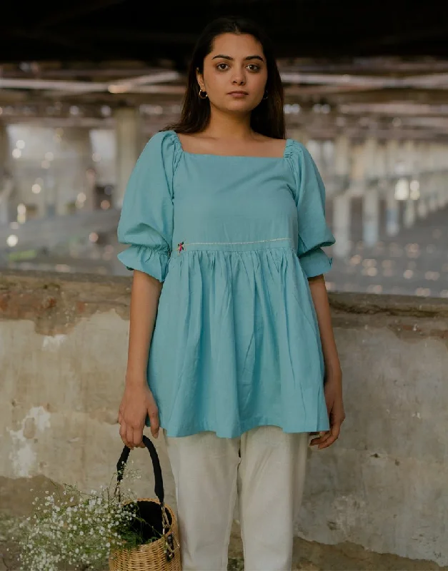 Sky Blue Embroidered Top