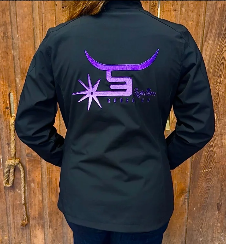 Ladies Black Jacket Purple Logo