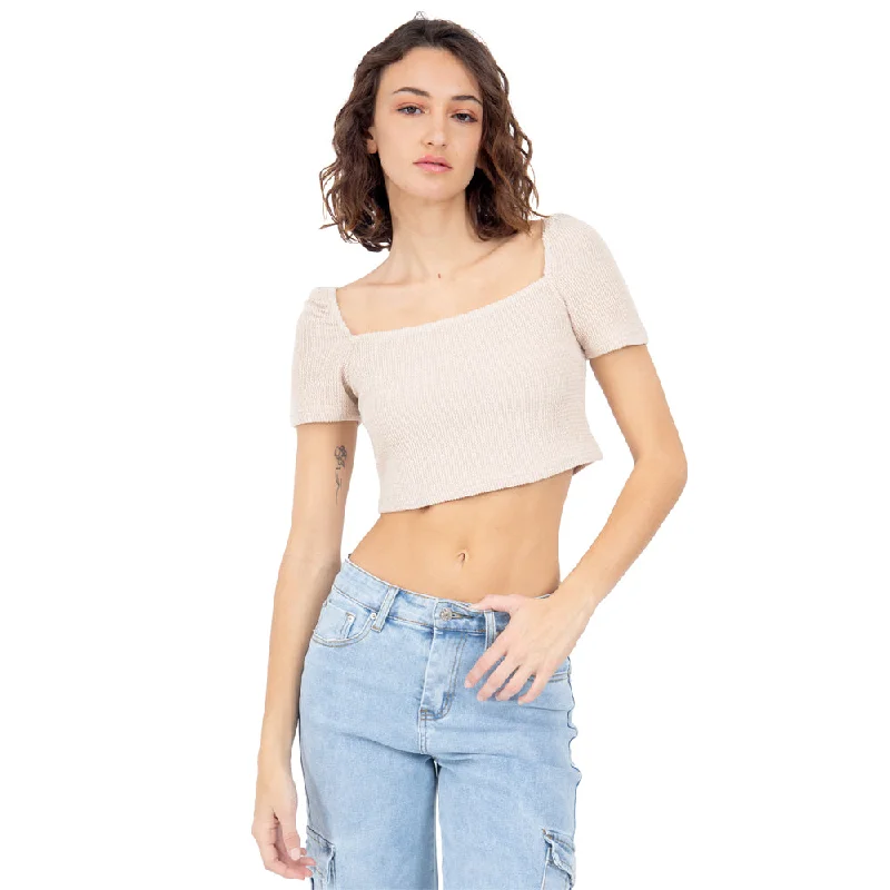 PLAYERA CROP MANGA CORTA PARA MUJER FOREVER 21