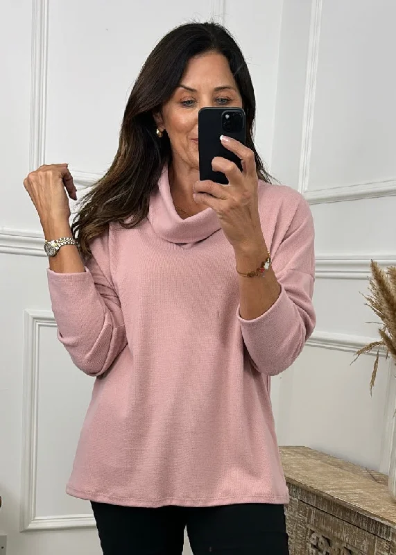 Natasha Pink Cowl Neck Jumper