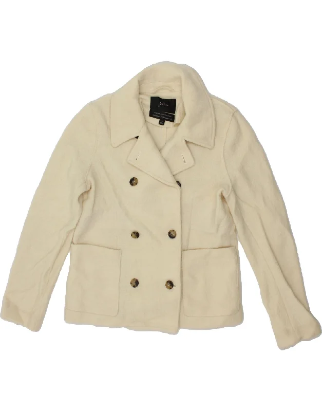 J. CREW Womens Pea Coat US 8 Medium White Wool