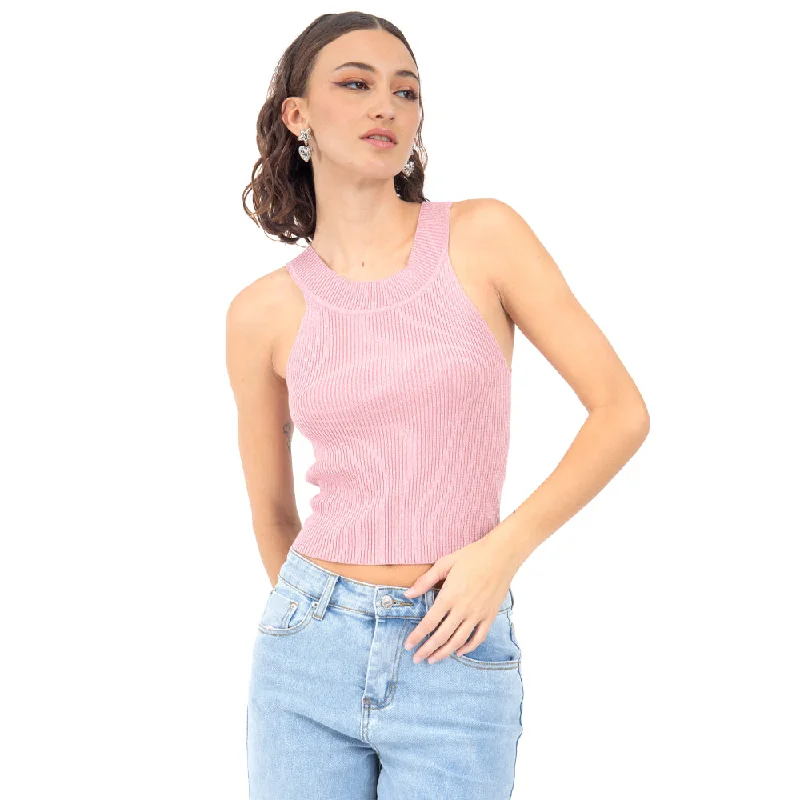 TOP CROP HALTER WITH LUREX PARA MUJER FOREVER 21