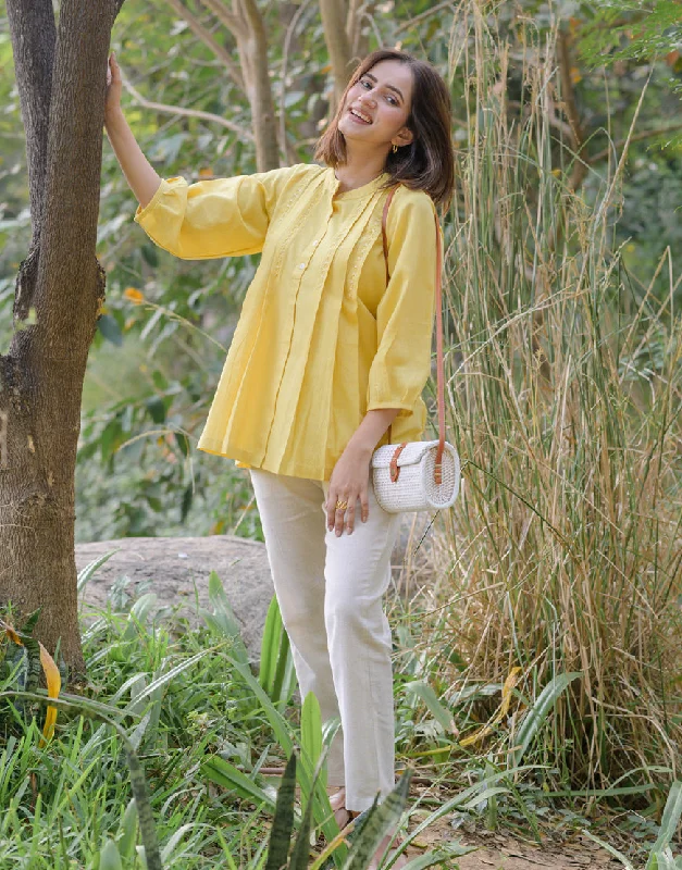 Lemon Yellow Embroidered Top